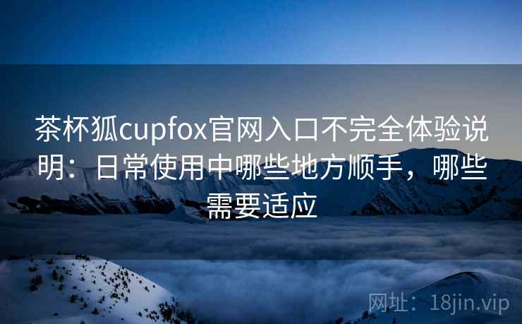 茶杯狐cupfox官网入口不完全体验说明：日常使用中哪些地方顺手，哪些需要适应