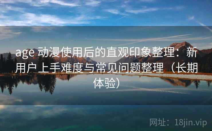 age 动漫使用后的直观印象整理：新用户上手难度与常见问题整理（长期体验）