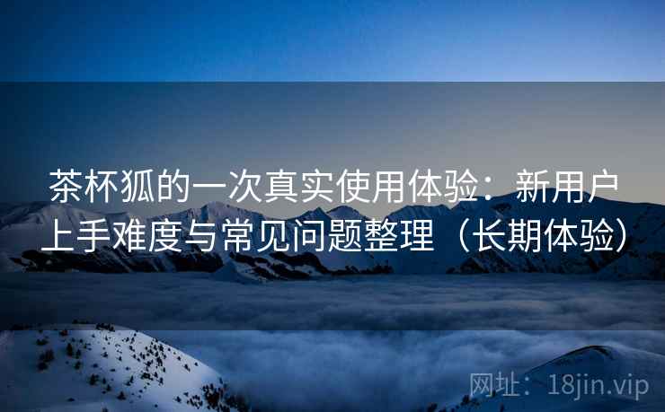茶杯狐的一次真实使用体验：新用户上手难度与常见问题整理（长期体验）