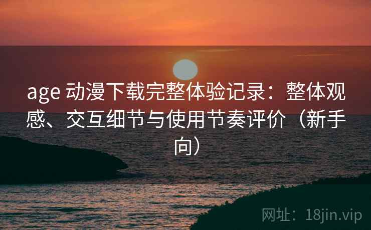age 动漫下载完整体验记录：整体观感、交互细节与使用节奏评价（新手向）